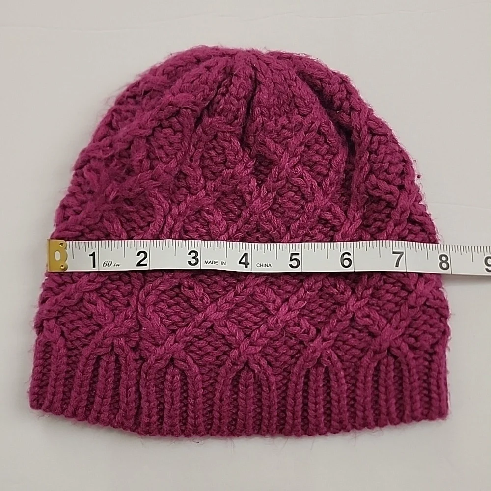 Cable knit Kids Purple Beanie Warm Winter Hat